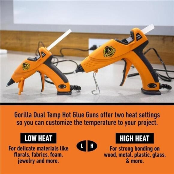 Gorilla Dual Temp Mini Hot Glue Gun Kit with 30 Hot Glue Sticks Precision Orange - Picture 6 of 7